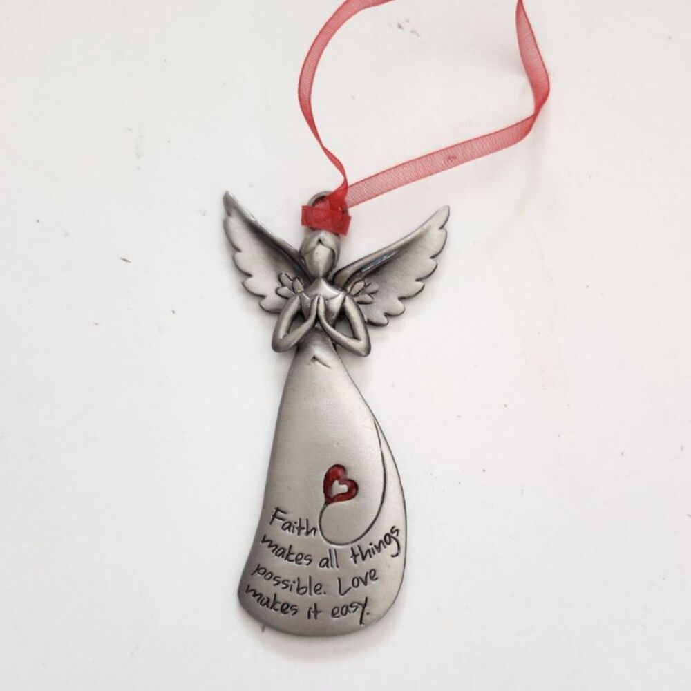 Vintage Pewter Angel Christmas Tree Ornament B14